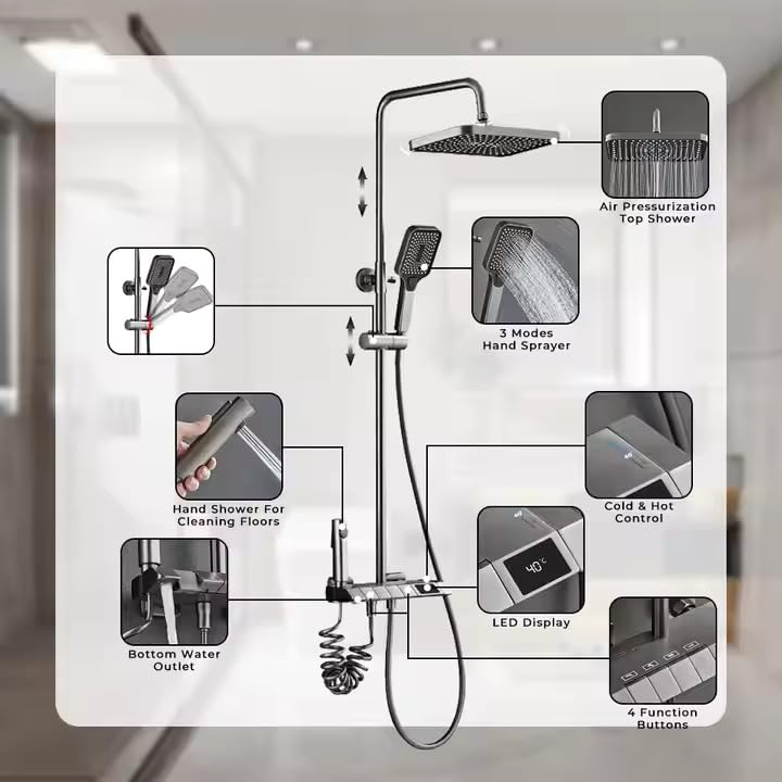 نمای برنجی بدنه دوش حمام 8099