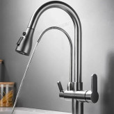 شیر ظرفشویی شاوری HD523 | نمای کامل و آبکاری کروم (آشپزخانه هوشمند)