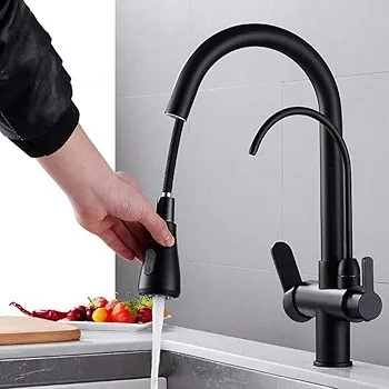 عملکرد ۳۶۰ درجه شیر ظرفشویی HD523 | پوشش کامل سینک دوقلو