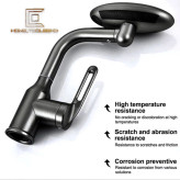 شیر روشویی فضایی HuaDiao مدل GALAXY-LUX مشکی مات با طراحی منحنی و خروجی آب آبشاری.