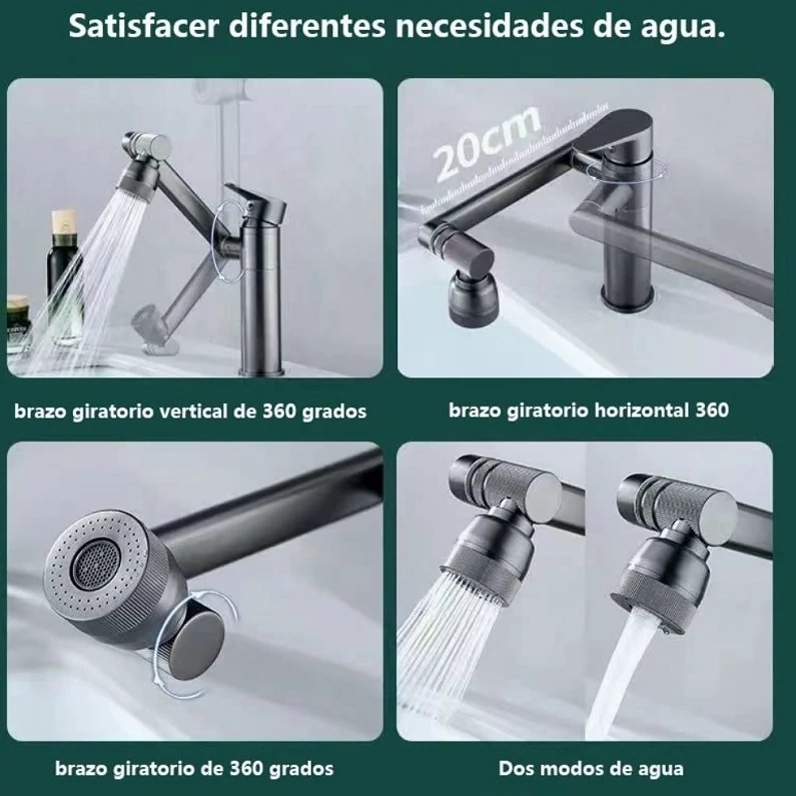 نمای عملکرد کشویی/تلسکوپی شیر Hyshin برای شستشوی سر و صورت