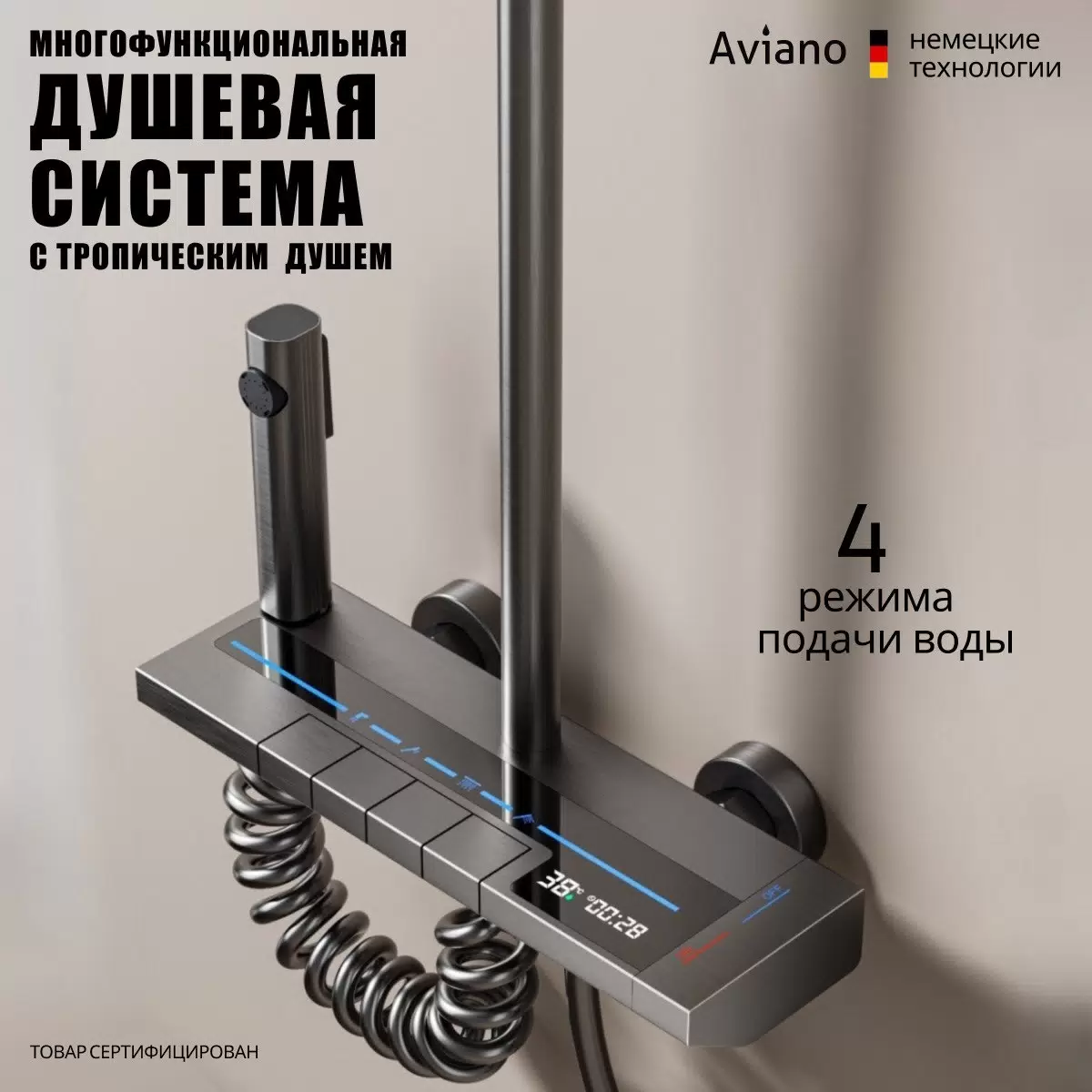 نمایشگر دمای آب روی پنل دوش San Marino