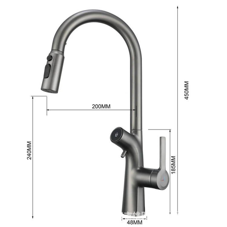 نمای جانبی شیر Hyshin با دکمه فعال‌سازی فیلتر