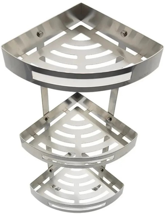 نمای پر شده از شامپو و لوازم بهداشتی بر روی قفسه حمام چسبی LUX-CORNER.