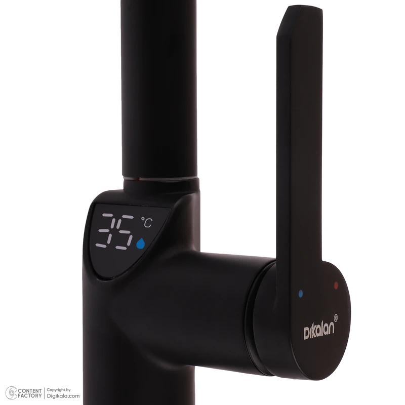 شیر ظرفشویی شاوری نمایشگردار DIKALAN مدل SMART-TEMP با نمایشگر دمای LED روشن.