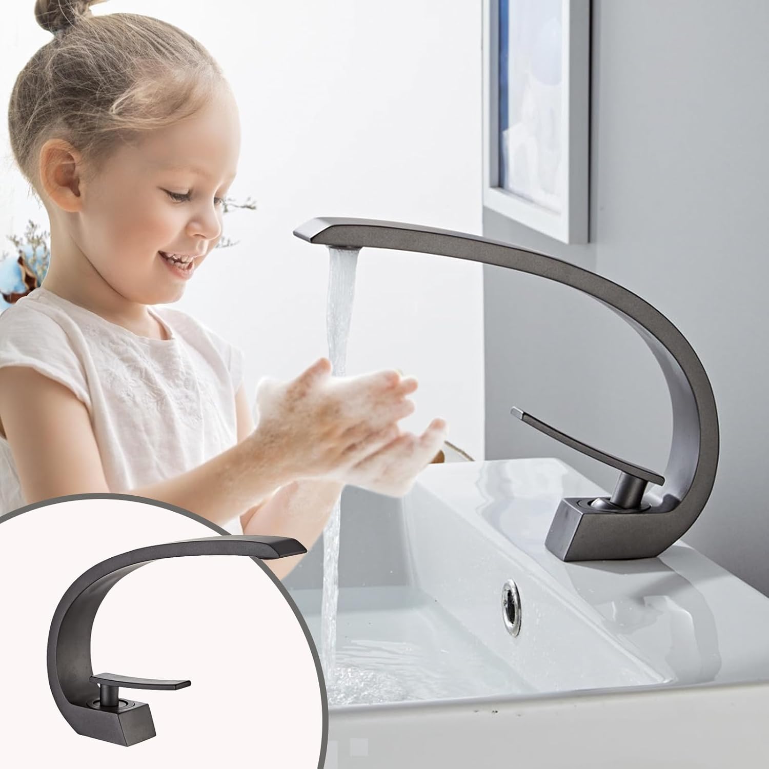 شیر روشویی Hyshin HS-586، مناسب برای روشویی‌های روکابینتی و مدرن.