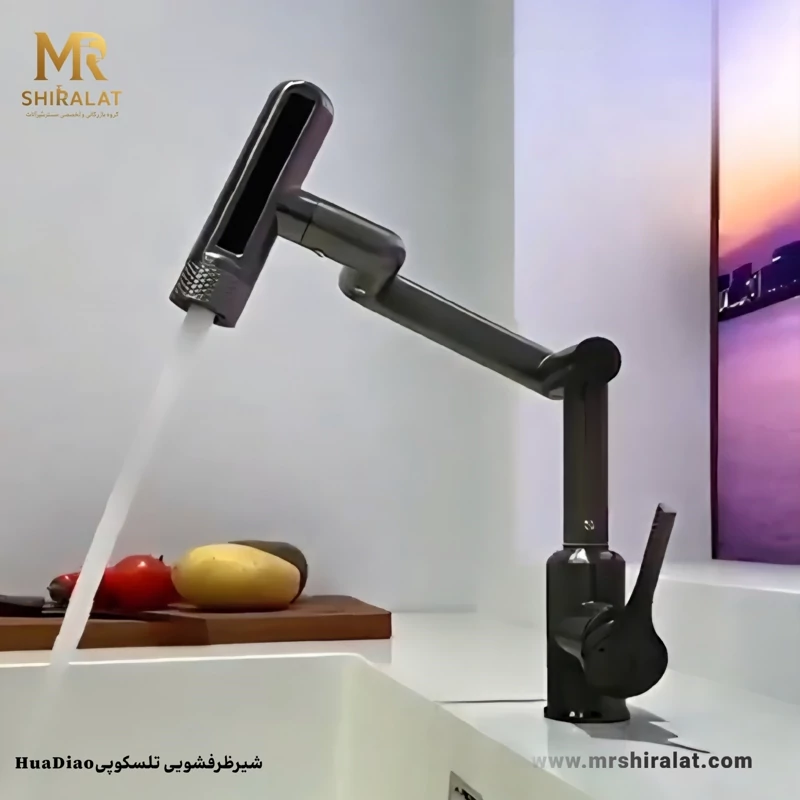 خرید شیر روشویی Huadiao با اهرم تک‌گانه و قابلیت چرخش کامل بدنه.