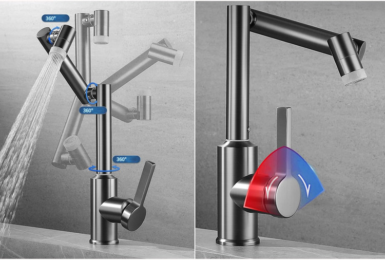 شیر روشویی با جریان یکنواخت و گردش آزاد