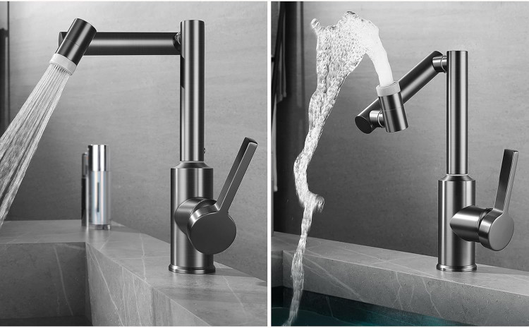 نمای کنار شیر روشویی با بازوی چرخان