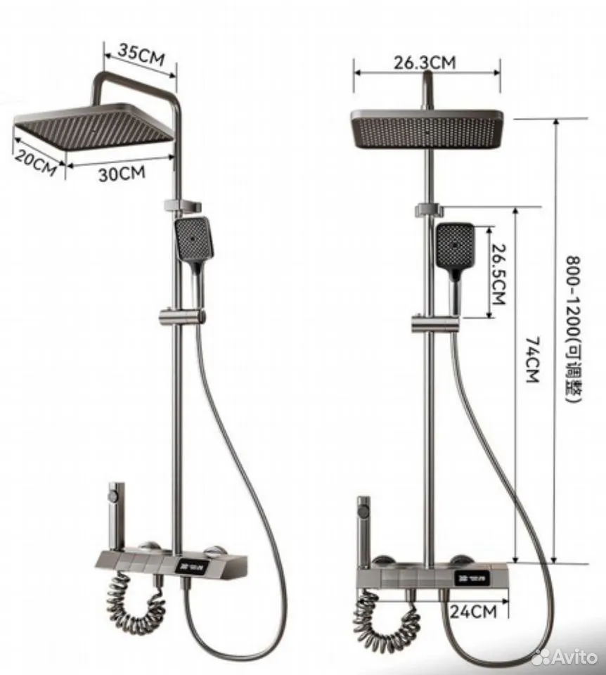 دوش حمام نمایش‌دار با تنظیم دما