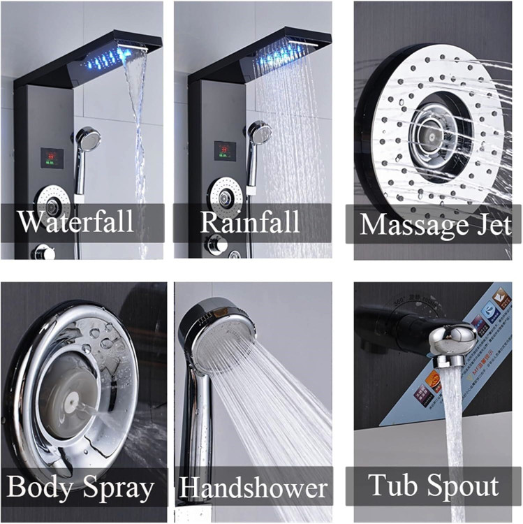 شاور ماساژور دار با نمایشگر درجه حرارت و خروجیهای چند حالته