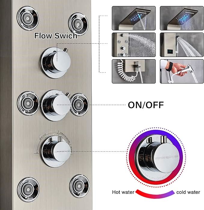 پنل دوش بارانی دیجیتال استیل ضدزنگ