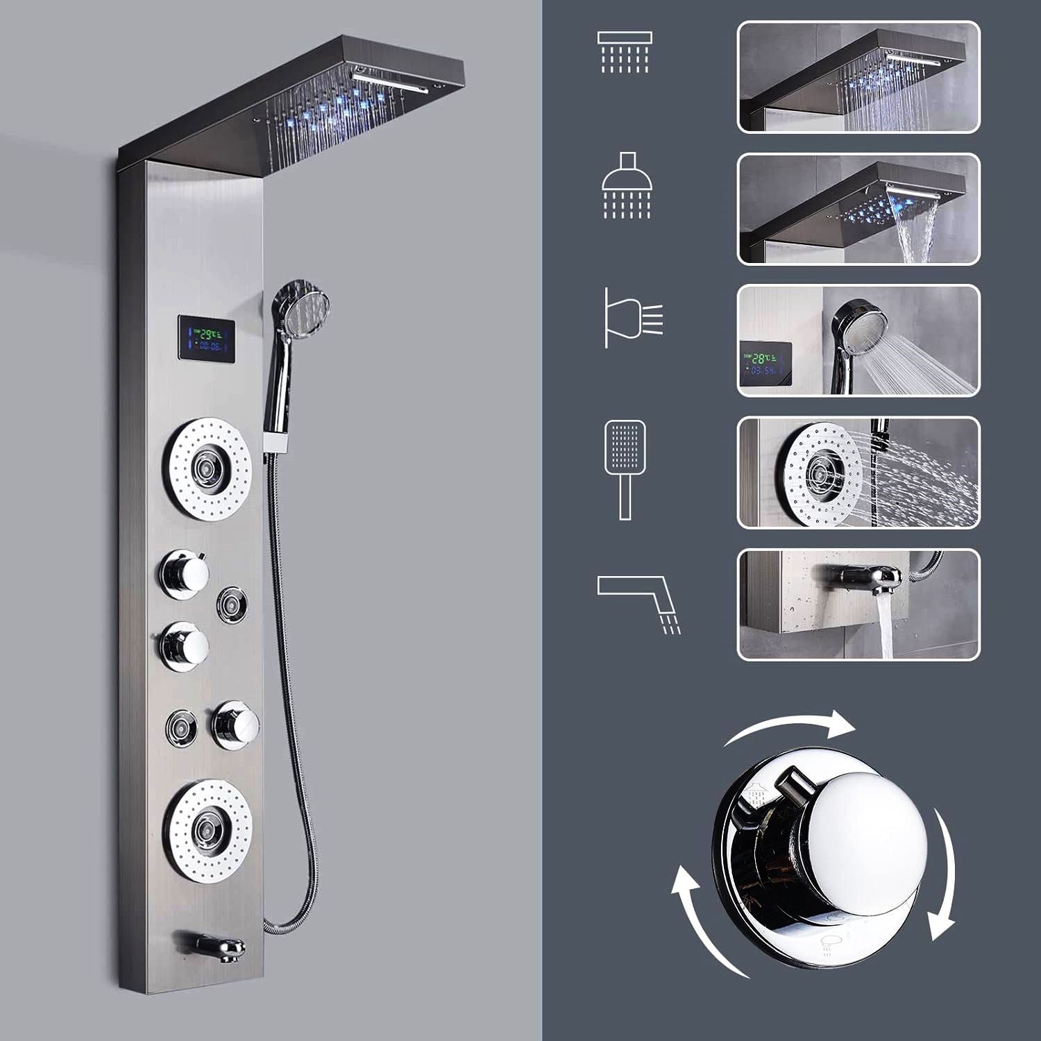 پنل دوش نمایشگردار برند PING با جت ماساژور