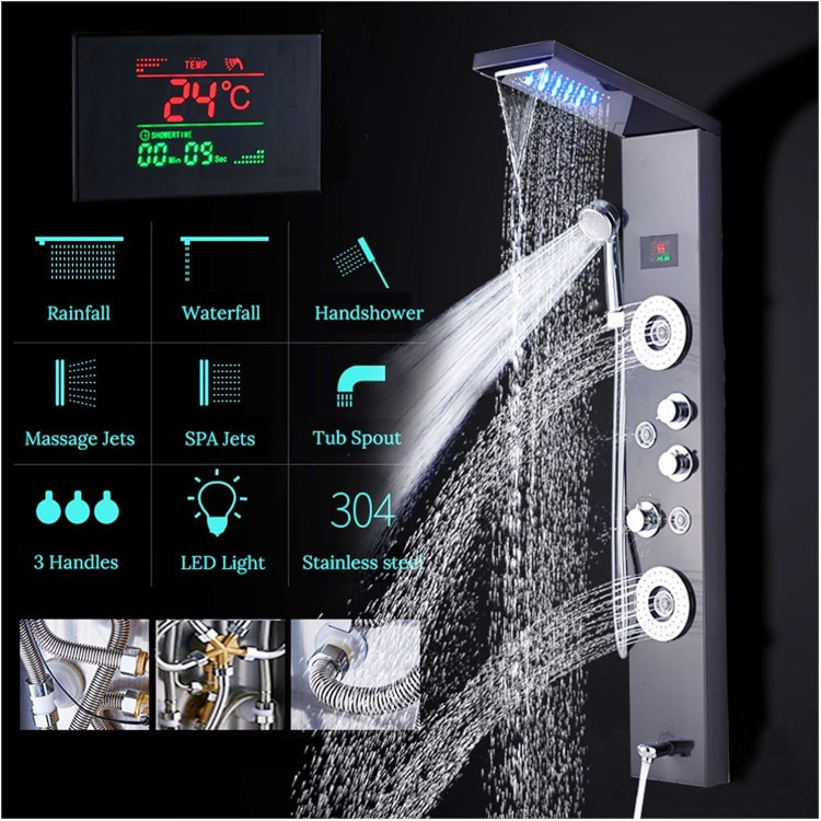 پنل دوش استیل ضدزنگ با ماساژور و فشار قوی