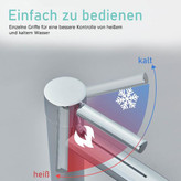 شیر روشویی پایهبلند BRIMIX ۱-۰۱۱۰ng نصب شده روی روشویی کاسهای سفید.