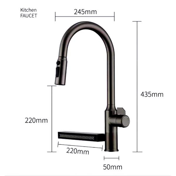 جزئیات بدنه برنجی و آبکاری کروم/مشکی شیر آبشاری.