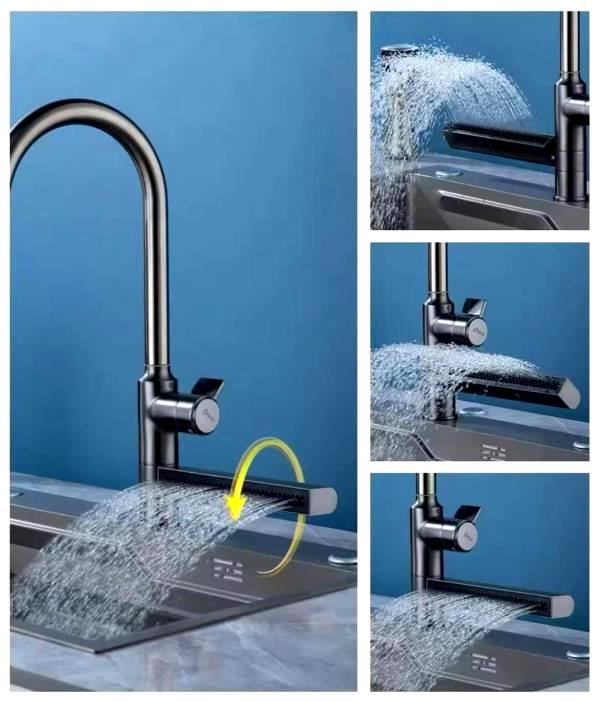 مقایسه شستشوی ظروف بزرگ با جریان آبشاری و جریان معمولی.