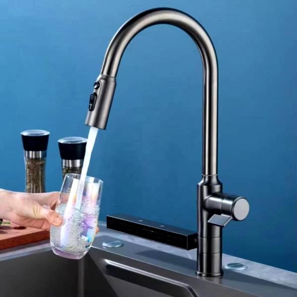 نصب شیر ظرفشویی آبشاری و شاوری HuaDiao روی سینک توکار.