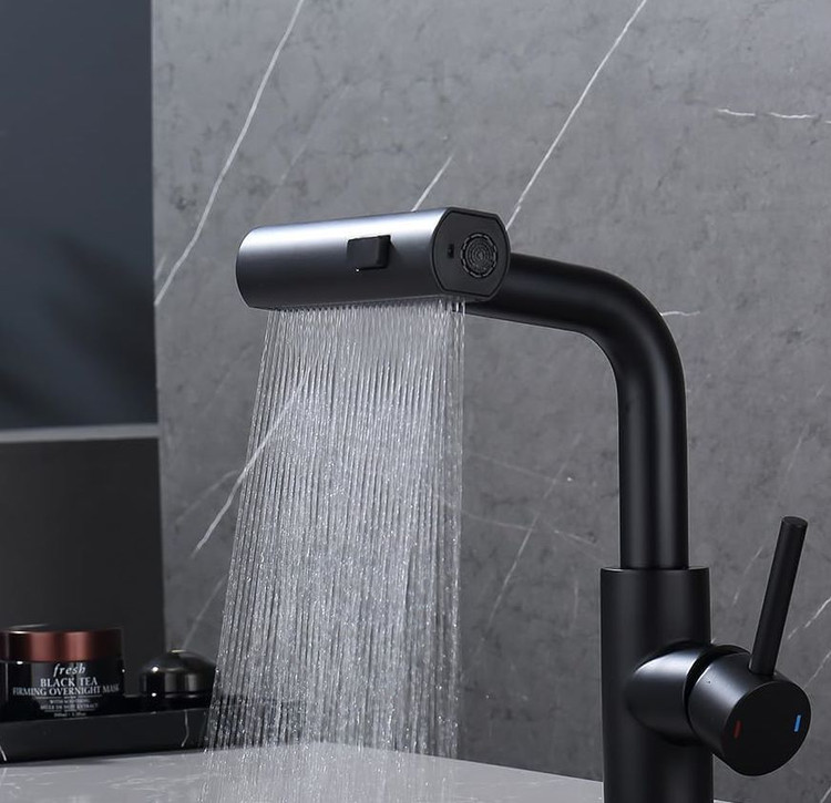 شیر روشویی چهارحالته HuaDiao HD-405 با دهانه پهن آبشاری.