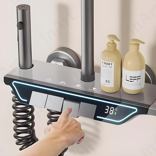نمایشگر دیجیتال دما و زمان در دوش حمام هوشمند