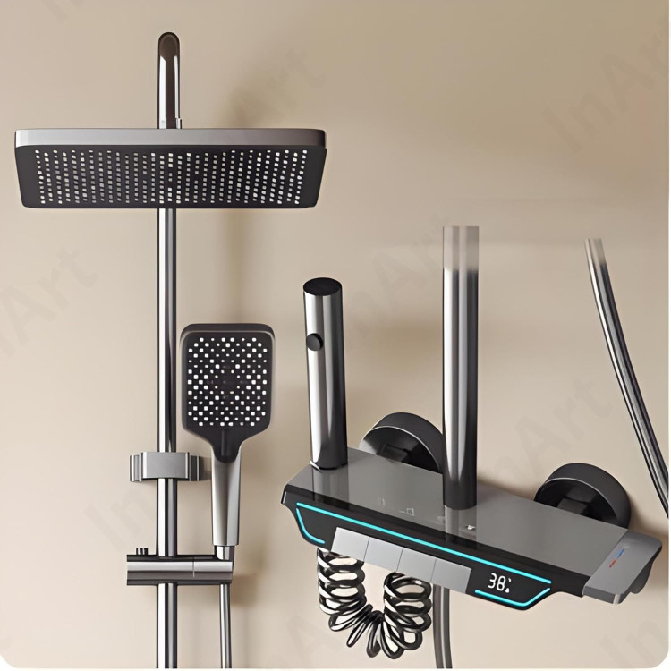 دوش حمام پیانویی هوشمند دیکالان ۸۰۹۱۱ با پنل کنترل پیانویی مشکی مات