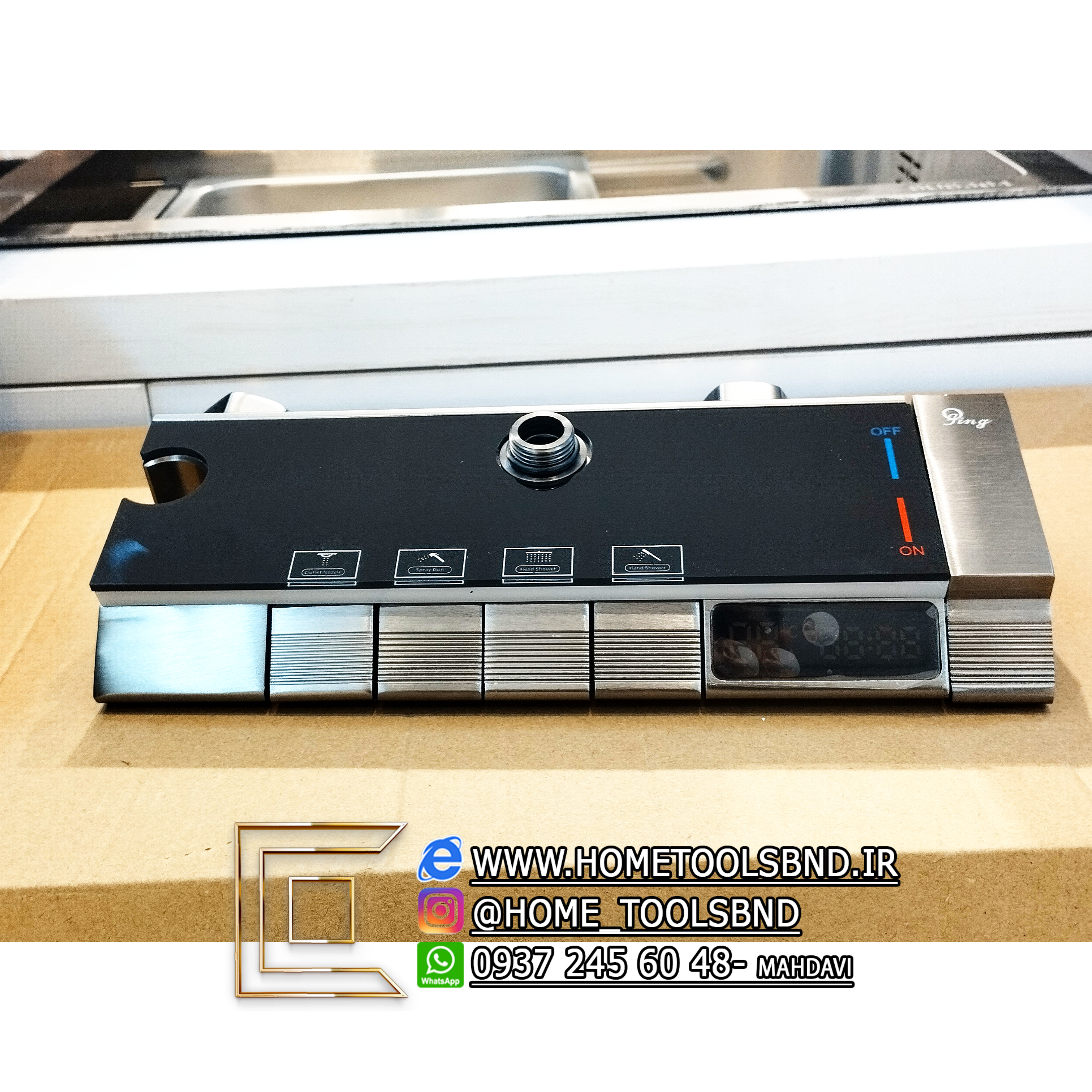 دوش حمام ترموستاتیک PING با خط LED برای ایمنی دمای آب کودکان