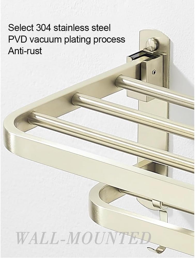 جا حوله دوطبقه استیل ضدزنگ: جا حوله‌ای مقاوم با متریال SS304 برای حمام‌های مرطوب.