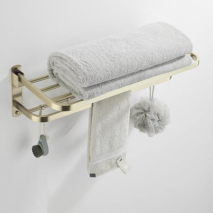 جا حوله دوطبقه SS304: جا حوله استیل ضدزنگ دوطبقه با قابلیت تحمل وزن بالا (تضمین کیفیت).