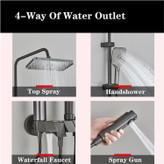 پک هدیه لوکس دوش پیانویی: شامل دوش حمام پیانویی ساده و جا حولهای دو طبقه استیل ضدزنگ.