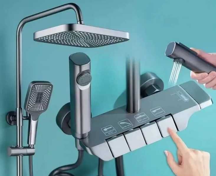 دوش حمام پیانویی لوکس کروم براق با 4 حالت خروجی آب