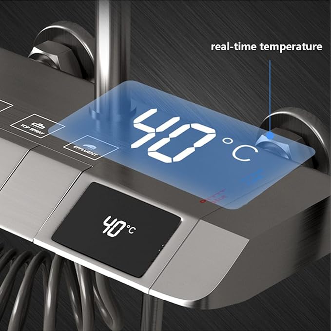 تصویر دوش حمام پیانویی دیجیتال با نمایشگر دما