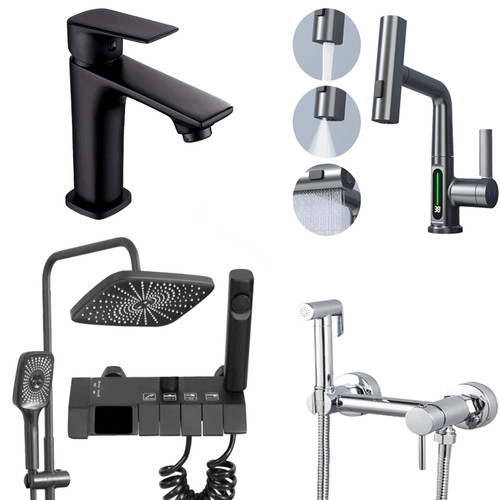 پک اقتصادی شیرآلات هوشمند با دوش پیانویی LED