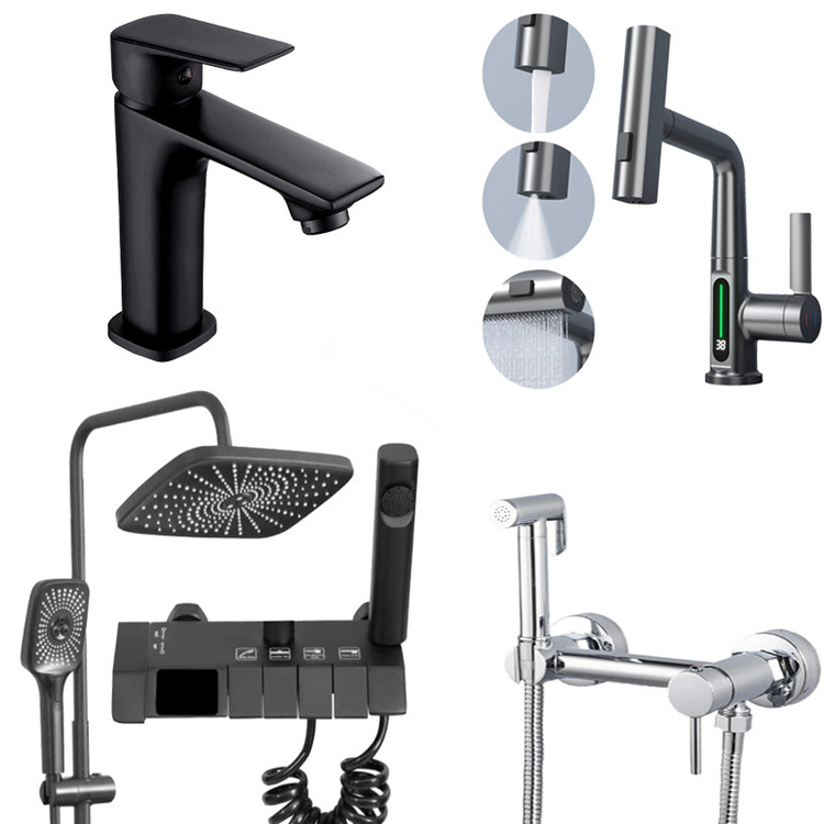 پک اقتصادی شیرآلات هوشمند با دوش پیانویی LED