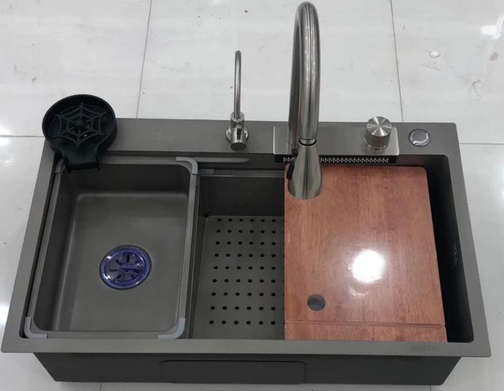 تصویر سینک ظرفشویی آبشاری ۷۵ سانت HuaDiao استیل SUS-304