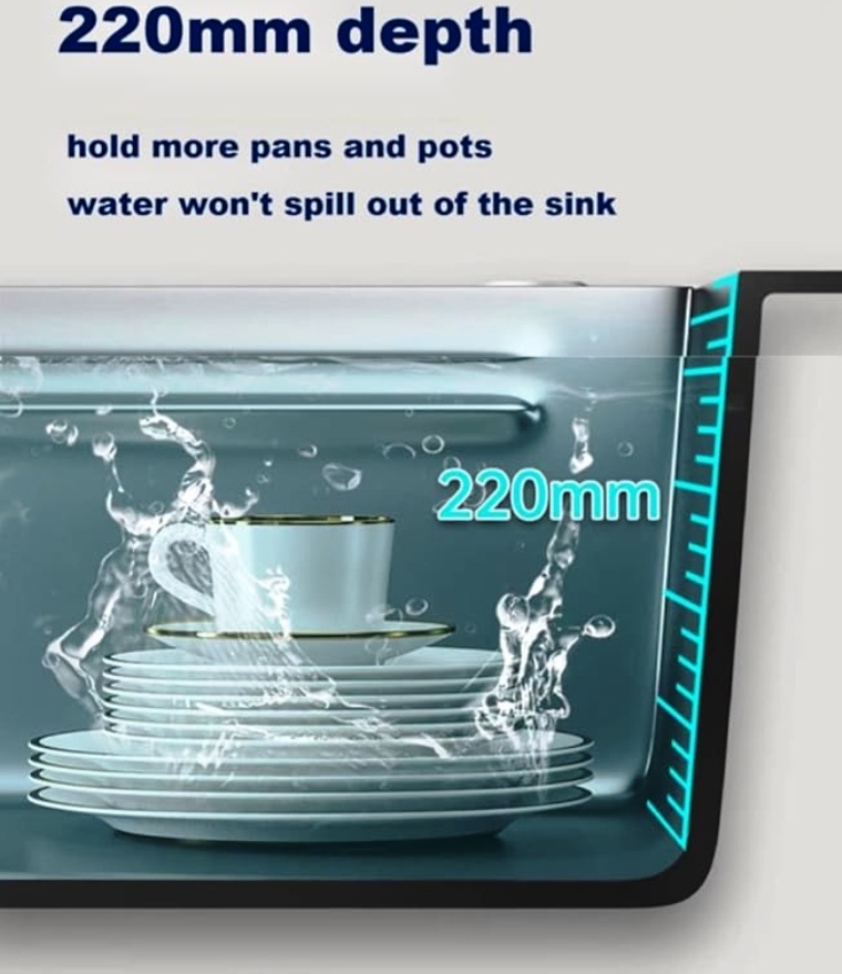 سینک آشپزخانه لوکس HuaDiao با طراحی آبشاری و صداگیر حرفه‌ای