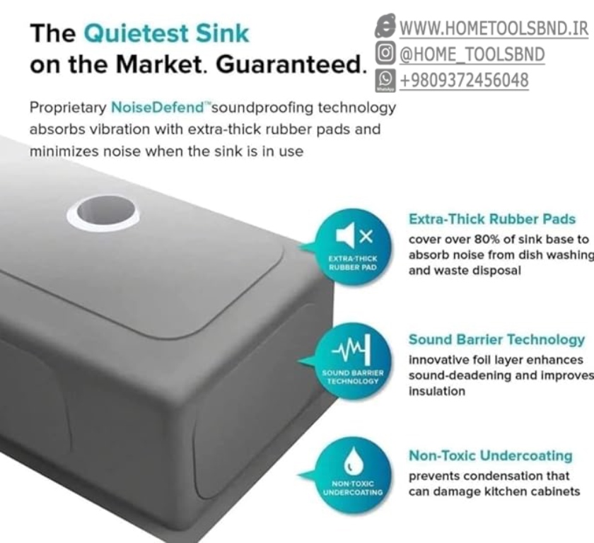 تصویر سینک ظرفشویی آبشاری ۷۵ سانت HuaDiao مدل استیل SUS304