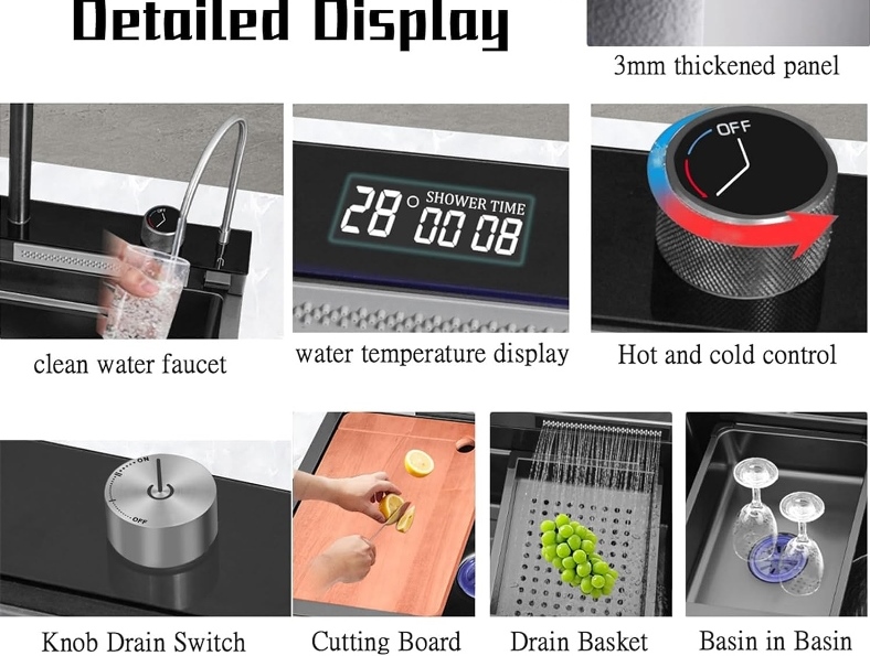 «نصب سینک آشپزخانه روی کابینت با طراحی ساده»