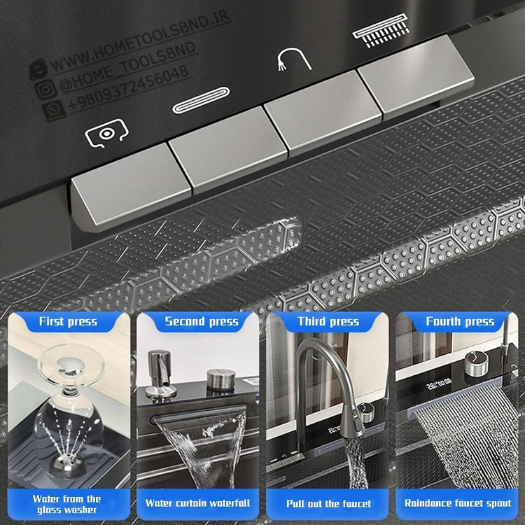 «بدنه استیل ضد زنگ SUS‑304 سینک آشپزخانه»