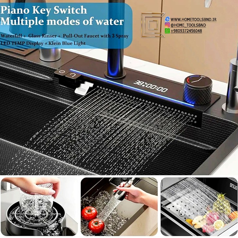 سینک پیانویی مدل 75cm با صفحه نمایش دیجیتال ضدآب