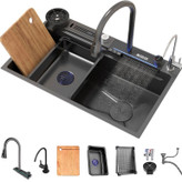 نمای نزدیک سینک هوشمند HuaDiao پیانویی ۷ کلید استیل ضدزنگ SUS304