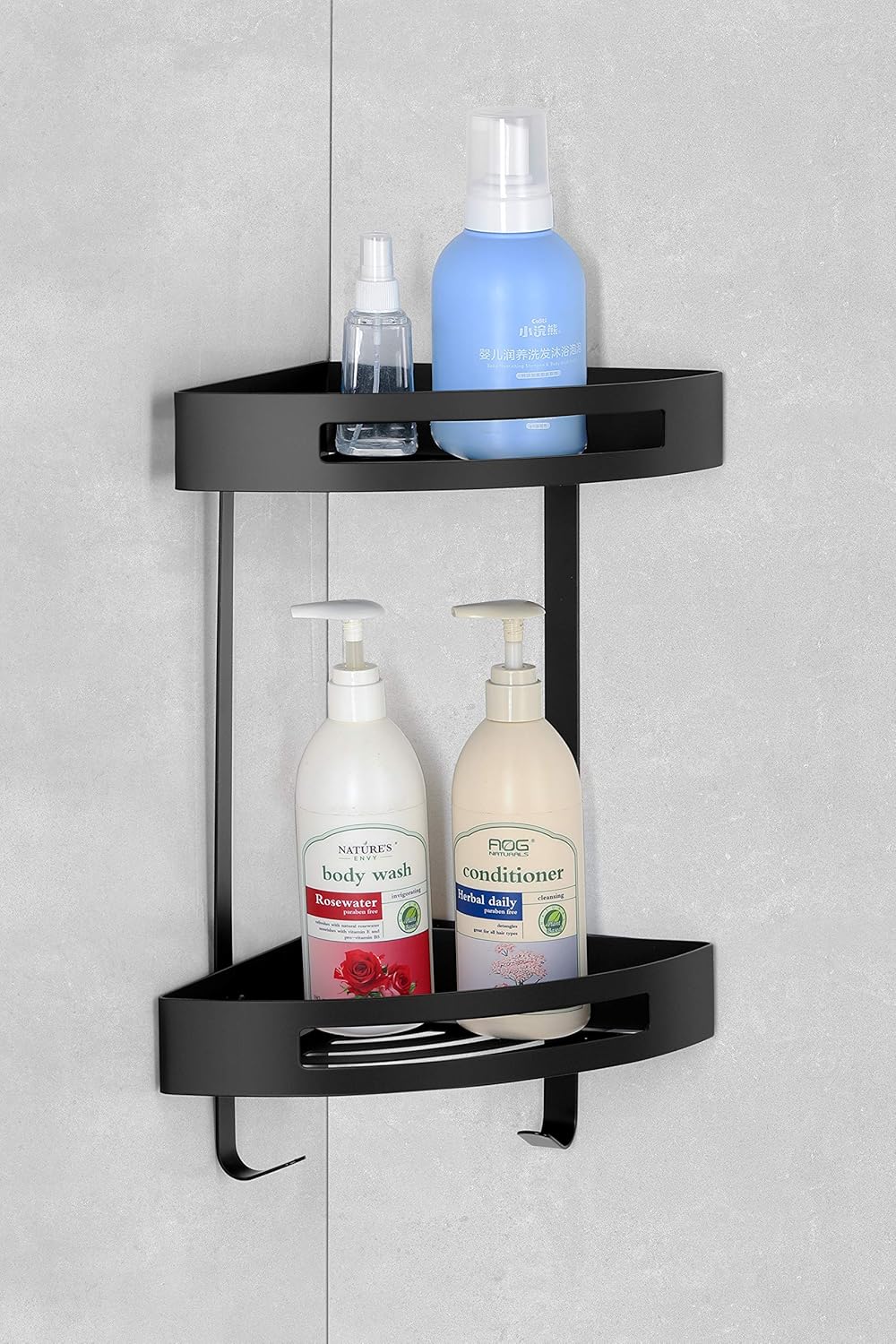 شلف کنج حمام استیل دو طبقه