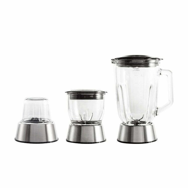 ظرف شیشه ای مخلوط کن با پایه استیل