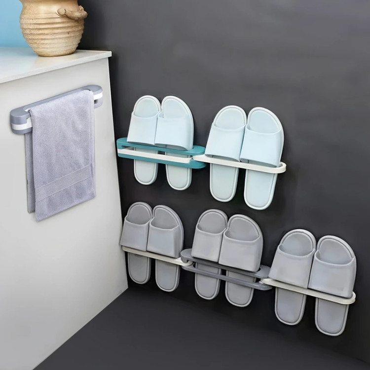 نگهدارنده دمپایی و حوله تاشو دیواری حمام