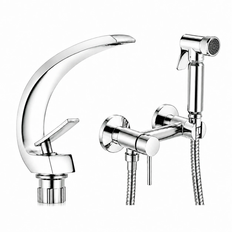 ست شیرآلات سرویس بهداشتی با آبکاری مقاوم